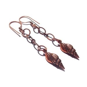 Festival Boho Beach Long Rose Gold Shell Earrings